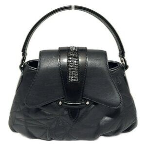 SWAROVSKI - Black Leather Swarovski Crystal Handbag